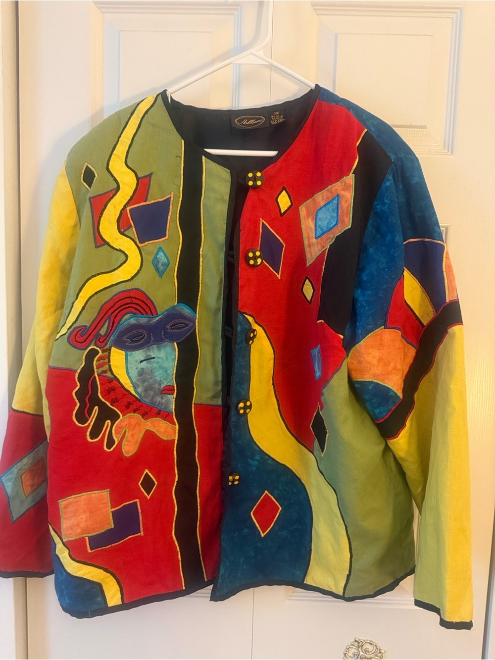 Allure Multicolor Patchwork Art Jacket with Mask Motif